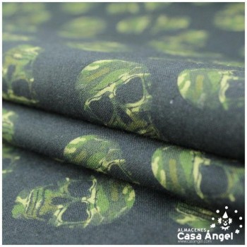 TELA ALGODÓN PERCAL ESTAMPADA CON PATRÓN DE CALAVERAS 150cm