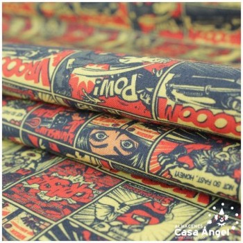 TELA ALGODÓN PERCAL ESTAMPADO OLD COMIC 150cm