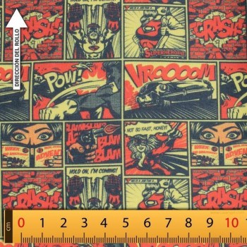 TELA ALGODÓN PERCAL ESTAMPADO OLD COMIC 150cm
