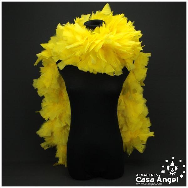 BOA DE PLUMAS DE PAVO 190cm EXTRAGRUESA AMARILLA 120gr