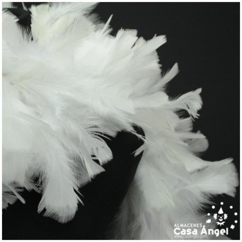 BOA DE PLUMAS DE PAVO 190cm EXTRAGRUESA BLANCO 120gr