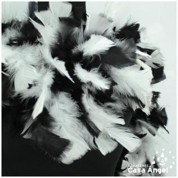 BOA DE PLUMAS DE PAVO 190cm EXTRAGRUESA BLANCO Y NEGRO 120gr