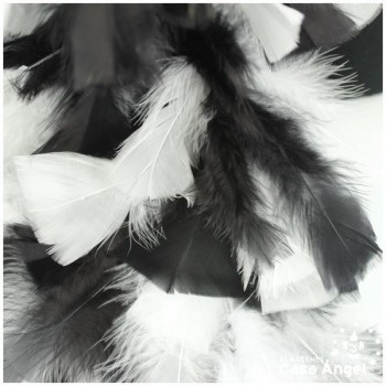 BOA DE PLUMAS DE PAVO 190cm EXTRAGRUESA BLANCO Y NEGRO 120gr