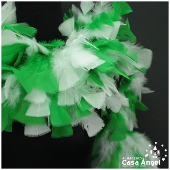 BOA DE PLUMAS DE PAVO 190cm EXTRAGRUESA BLANCO Y VERDE 120gr