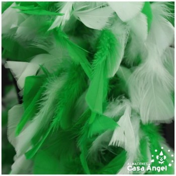 BOA DE PLUMAS DE PAVO 190cm EXTRAGRUESA BLANCO Y VERDE 120gr