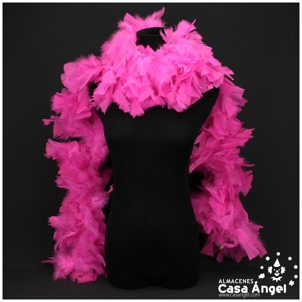 BOA DE PLUMAS DE PAVO 190cm EXTRAGRUESA FUCSIA 120gr