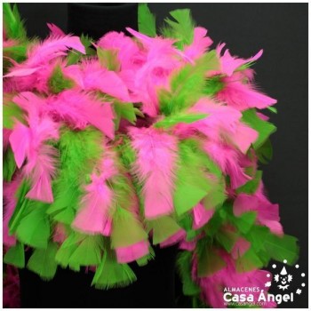 BOA DE PLUMAS DE PAVO 190cm EXTRAGRUESA FUCSIA Y VERDE 120gr