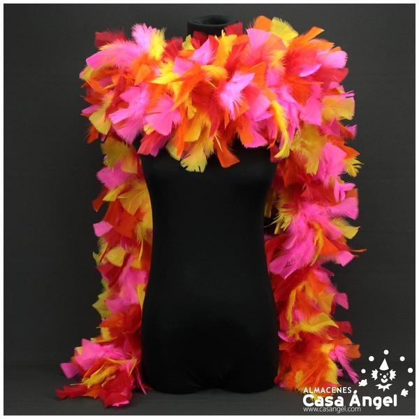 BOA DE PLUMAS DE PAVO 190cm EXTRAGRUESA MULTICOLOR 120gr