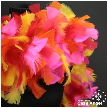 BOA DE PLUMAS DE PAVO 190cm EXTRAGRUESA MULTICOLOR 120gr