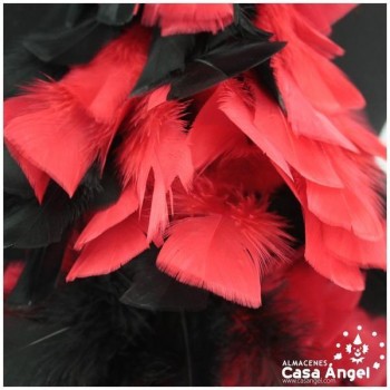 BOA DE PLUMAS DE PAVO 190cm EXTRAGRUESA NEGRO Y ROJO 120gr
