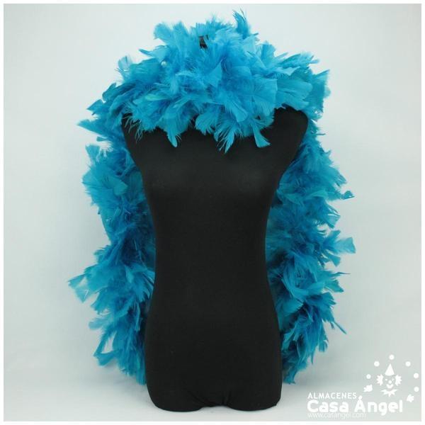 BOA DE PLUMAS DE PAVO 190cm EXTRAGRUESA TURQUESA 120gr