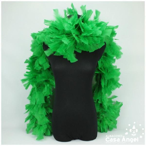 BOA DE PLUMAS DE PAVO 190cm EXTRAGRUESA VERDE 120gr