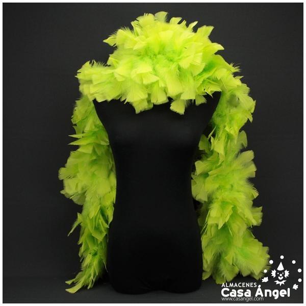 BOA DE PLUMAS DE PAVO 190cm EXTRAGRUESA VERDE FLÚOR 120gr