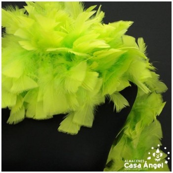BOA DE PLUMAS DE PAVO 190cm EXTRAGRUESA VERDE FLÚOR 120gr