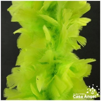 BOA DE PLUMAS DE PAVO 190cm EXTRAGRUESA VERDE FLÚOR 120gr