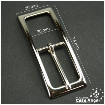 HEBILLA METÁLICA RECTANGULAR PLATA 74x30mm