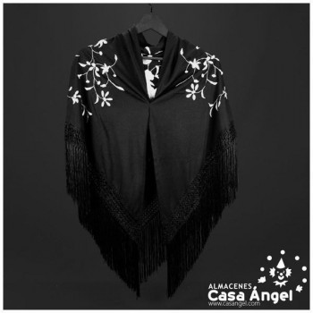 MANTÓN NEGRO BORDADO FLORAL EN PUNTO DE SEDA ADULTO