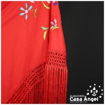 MANTÓN CORAL DE PUNTO DE SEDA BORDADO FLORAL ADULTO