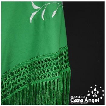 MANTÓN VERDE DE PUNTO DE SEDA BORDADO FLORAL ADULTO