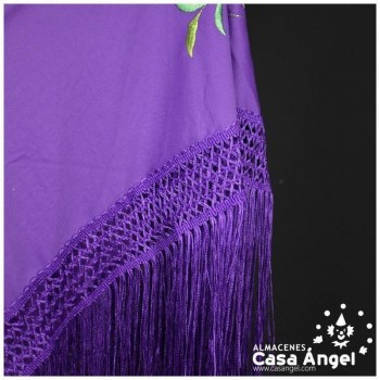 MANTÓN MORADO DE PUNTO DE SEDA BORDADO FLORAL ADULTO