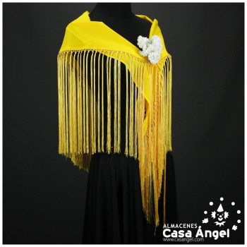 MANTÓN FLAMENCO EN COLOR AMARILLO LISO ADULTO 140cm