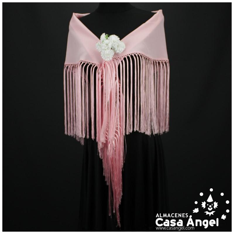 MANTÓN FLAMENCO COLOR ROSA BEBÉ LISO ADULTO 140cm
