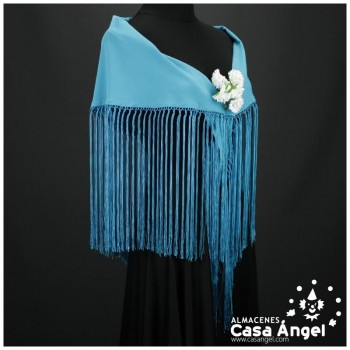 MANTÓN FLAMENCO TURQUESA LISO ADULTO 140cm