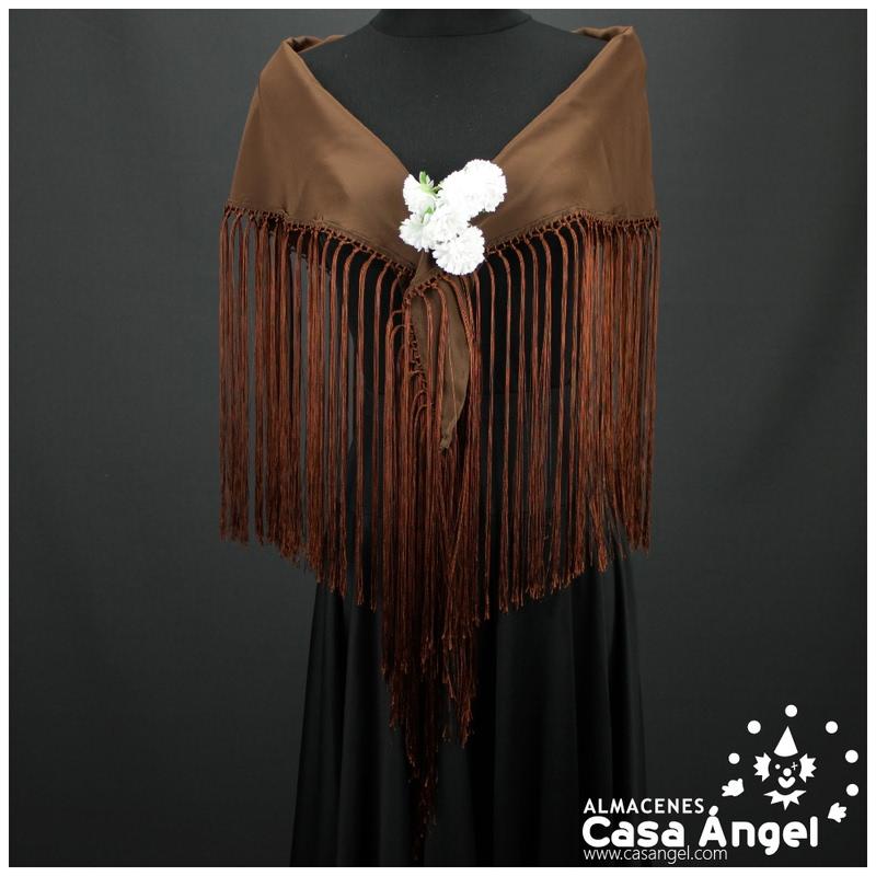 MANTÓN FLAMENCO MARRÓN LISO ADULTO 140cm