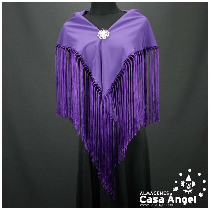 MANTÓN FLAMENCO MORADO LISO ADULTO 140cm