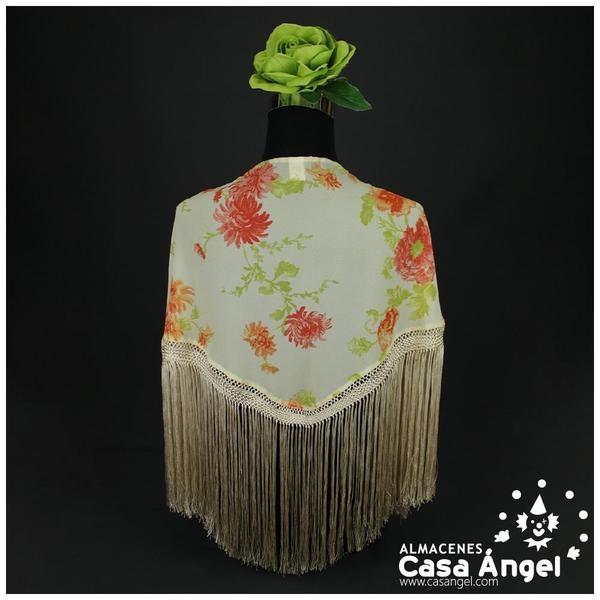 MANTÓN COLOR BLANCO CRUDO CON ESTAMPADO DE FLORES ADULTO