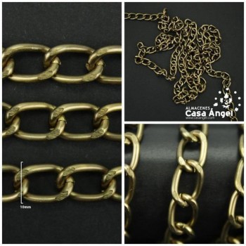 CADENA DE ALUMINIO ORO VIEJO CON ESLABÓN CRUZADO FACETADO