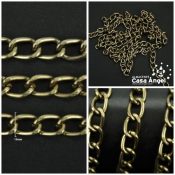 CADENA DE ALUMINIO ORO VIEJO CON ESLABÓN CRUZADO FACETADO