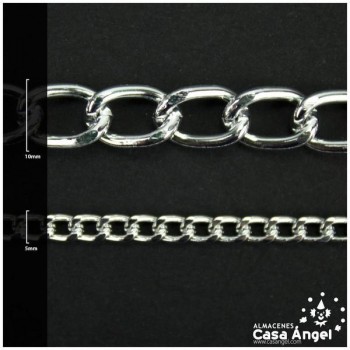 CADENA DE ALUMINIO PLATEADO CON ESLABÓN CRUZADO FACETADO
