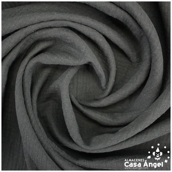 MUSELINA NEGRA DE ALGODÓN ORGÁNICO SERIE ANKAWA 130cm