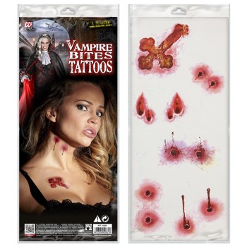 TATUAJES ADHESIVOS MORDEDURAS DE VAMPIRO Y HERIDAS HALLOWEEN