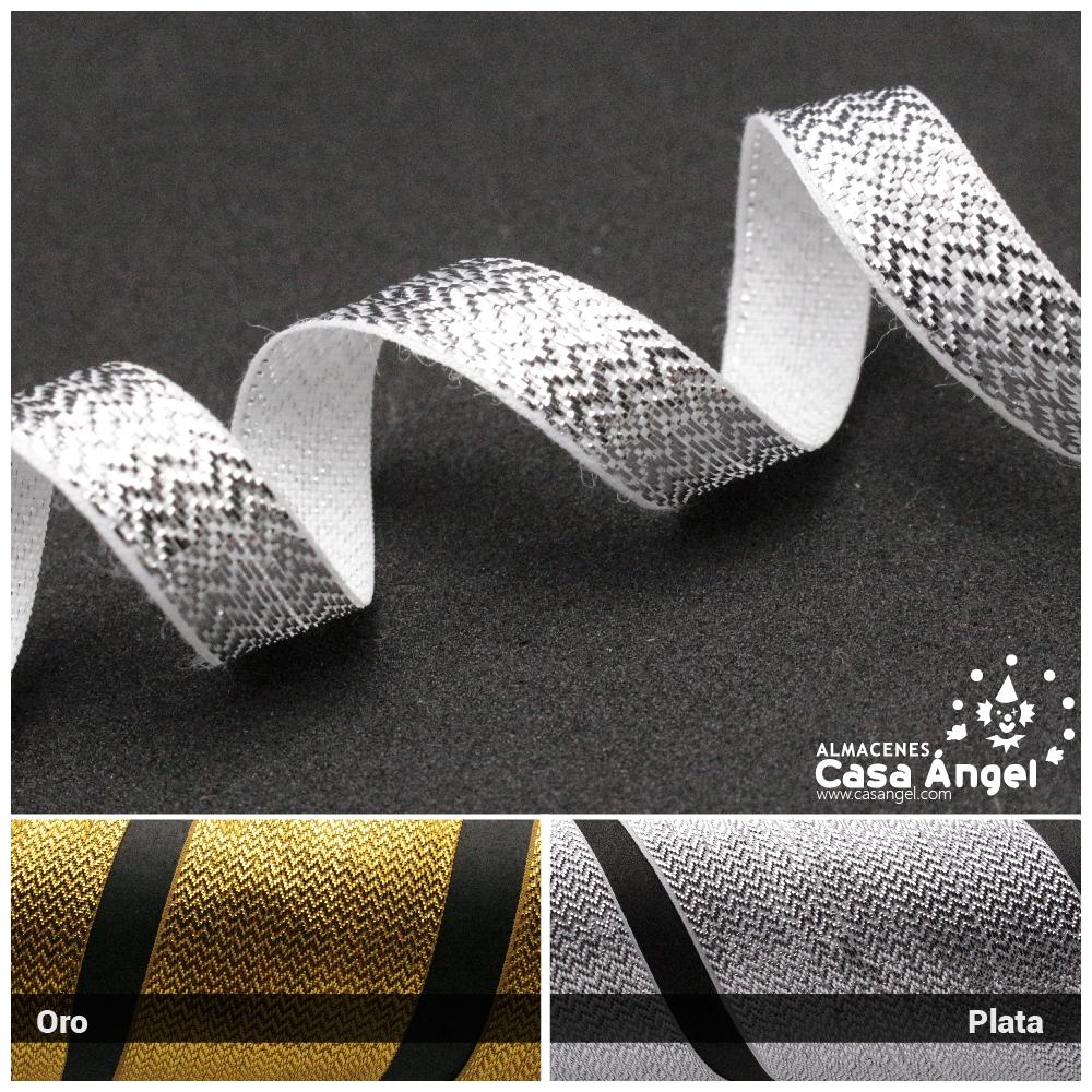 CINTAS DE LÚREX POLIÉSTER ORO Y PLATA MICROZIGZAG