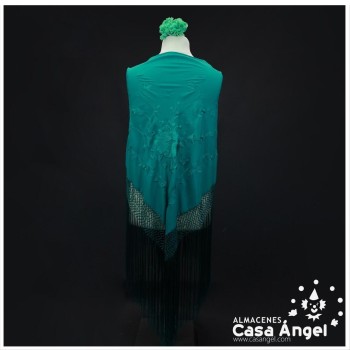MANTÓN DE PICO VERDE QUIRÓFANO BORDADO AL TONO 180cm