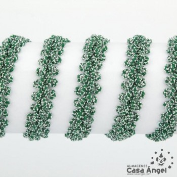 PASAMANERÍA BORDADA ESPIGA RAYÓN VERDE PLATA 10mm