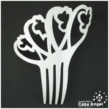 PEINETA FLAMENCA BLANCA DE PLÁSTICO CALADO EN ONDAS