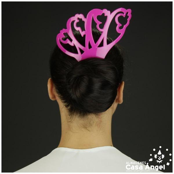 PEINETA FLAMENCA FUCSIA DE PLÁSTICO CALADO EN ONDAS