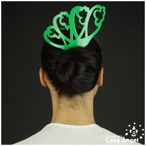 PEINETA FLAMENCA VERDE DE PLÁSTICO CALADO EN ONDAS
