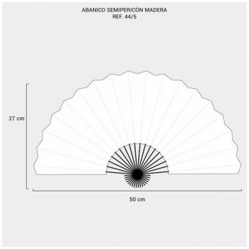 ABANICO SEMIPERICÓN CELESTE DE MADERA Y TELA 50cm