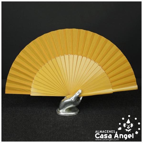 ABANICO SEMIPERICÓN ORO DE MADERA Y TELA 50cm
