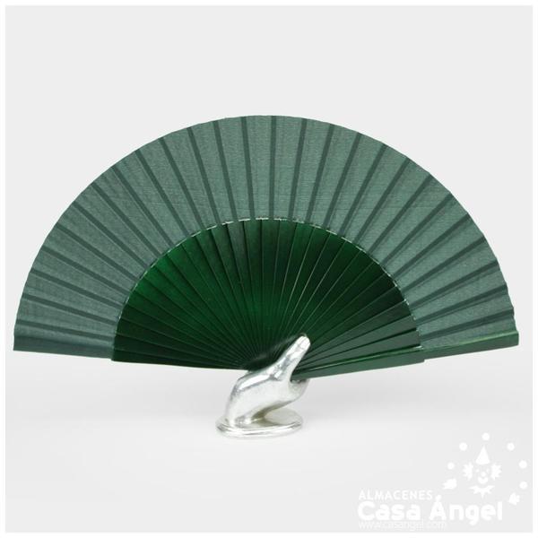 ABANICO SEMIPERICÓN VERDE BOTELLA DE MADERA Y TELA 50cm