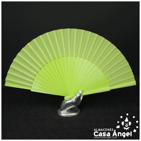 ABANICO SEMIPERICÓN VERDE PASTEL DE MADERA Y TELA 50cm