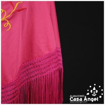 MANTÓN DE PICO FUCSIA BORDADO MULTICOLOR INFANTIL