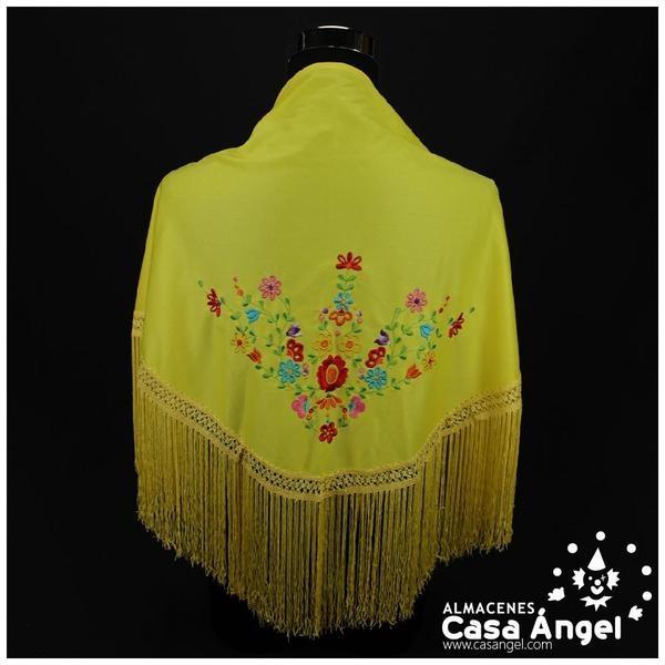 MANTÓN DE PICO AMARILLO BORDADO MULTICOLOR INFANTIL