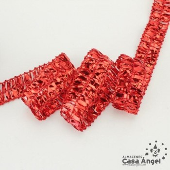 PASAMANERÍA LÁMINA RAFIA ROJA BRILLANTE 2cm