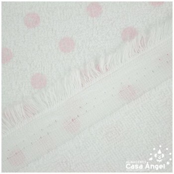 FELPA DE RIZO BLANCA CON LUNARES ROSAS 150cm