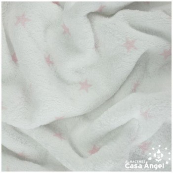 FELPA DE RIZO BLANCA CON ESTRELLAS ROSAS 150cm